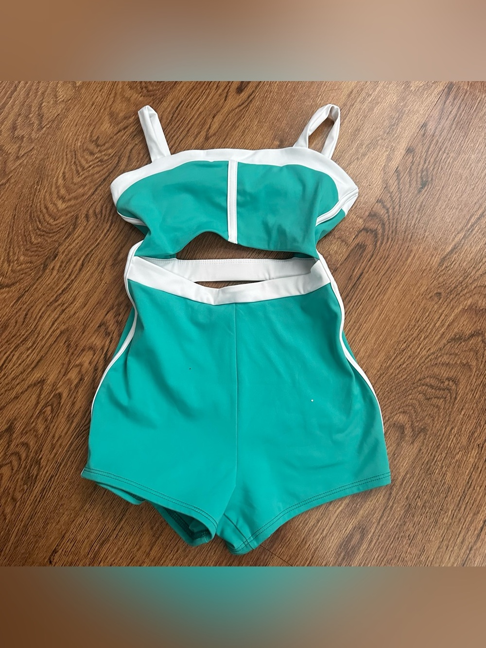 Friday Tiger Turquoise White Two-Piece Cutout romper size XL dance wear